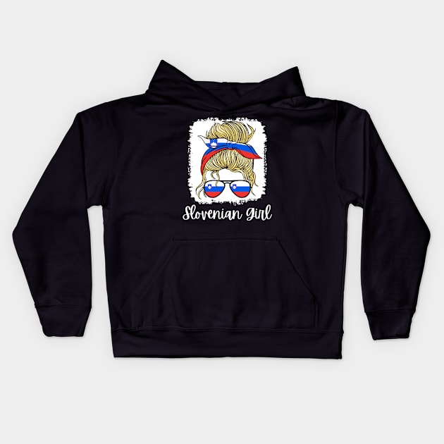 Slovenia Slovenka Flag Girls Slovenian Girl Kids Kids Hoodie by qwertydesigns